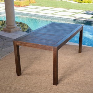Dark Brown Rectangular Wood Outdoor Dining Table