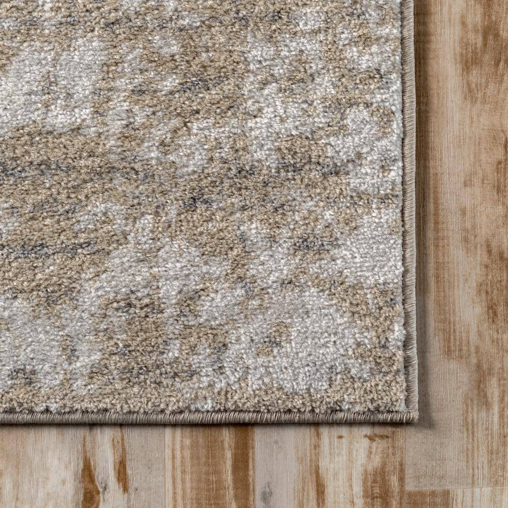 Beige and Ivory Abstract 5' x 7' Synthetic Area Rug