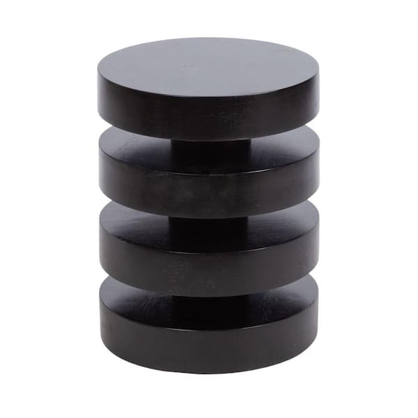 Kate and Laurel Omar 14.00 in. Black Round Solid Wood End Table