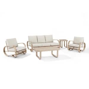 5-Piece Aluminum Patio Conversation Chairs Set with Club Chairs, Conversation Sofa and Tables