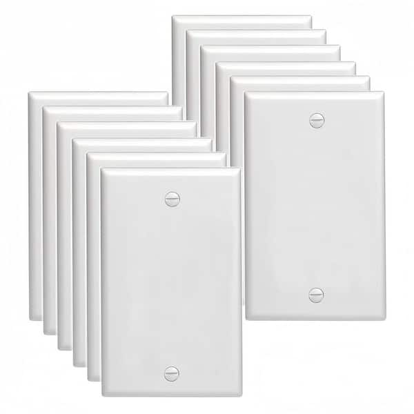 12 Pieces Standard Size 1-Gang Glossy White No Device Blank Plate Plastic Wall Plate, 4.50 in. x 2.76 in.