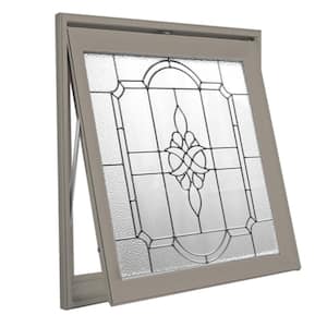 27.25 in. x 27.25 in. Decorative Glass Victorian PE Nickel Caming Driftwood Awning Vinyl Window
