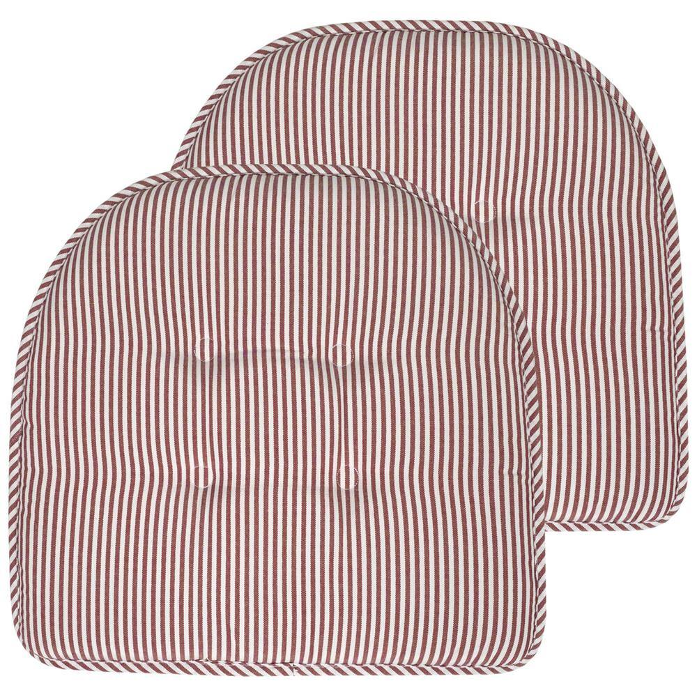 Taupe, Pinstripe Memory Foam U-Shaped 17 in. x 16 in. Non-Slip Indoor/Outdoor Chair Seat Cushion (2-Pack) price history on PriceWatchPro