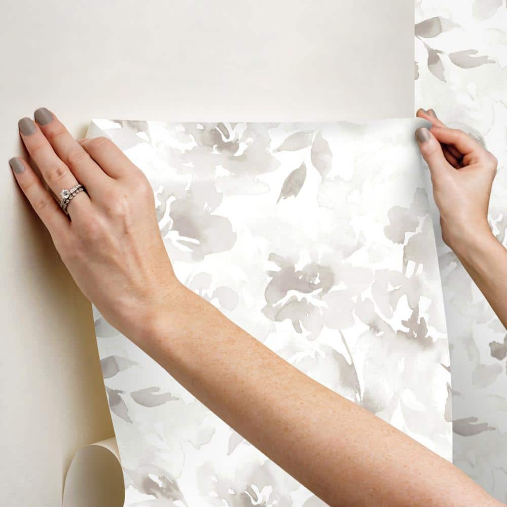 Neutral Floral Watercolor Removable Wallpaper Roll