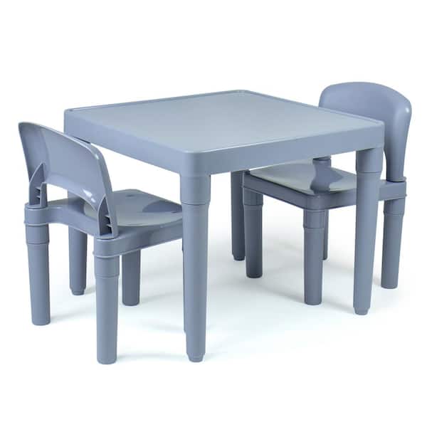 Humble Crew Explorer Grey Lightweight Kids Plastic Table and 2-Chairs Set