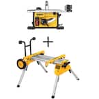DeWalt 8-1/4" Compact Jobsite Table Saw + Heavy Duty Rolling Stand