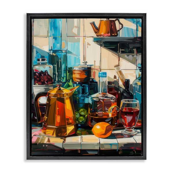 Stupell Industries Kitchen Counter Cocktails by LSR Design Studio Black Floater Frame Food Graphic Art Print 21 in. x 17 in.