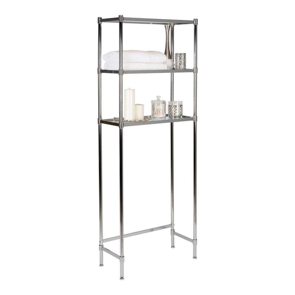 Chrome and Glass Over-the-Toilet Space Saver with 3 Shelves