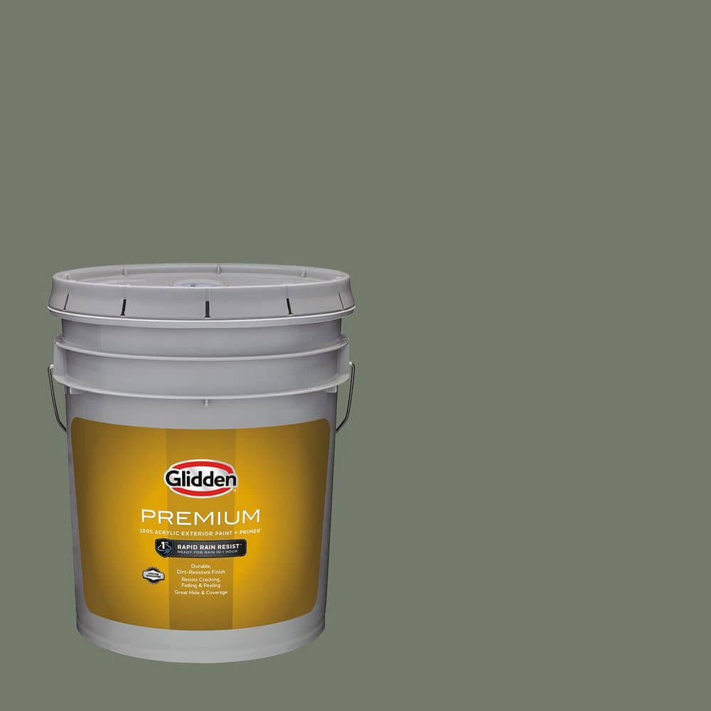 Glidden Premium 5 gal. PPG1128-6 Thyme Green Flat Exterior Latex