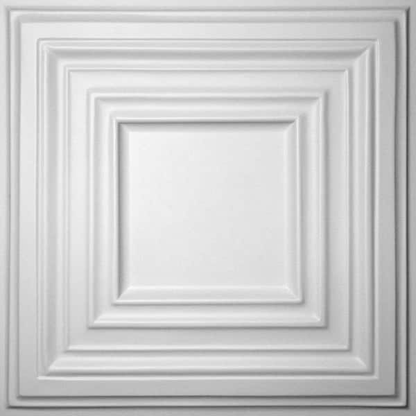 Ceilume Bistro White 2 ft. x 2 ft. Lay-in or Glue-up Ceiling Panel (Case of 6)