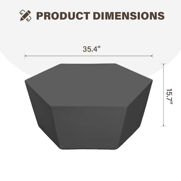 35 in. Dark Gray Hexagon Magnesium Oxide Concrete Outdoor Patio Coffee Table