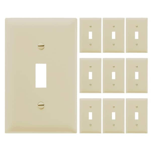 Legrand Pass and Seymour 1-Gang 1-Toggle Unbreakable Wall Plate, Ivory (10-Pack)