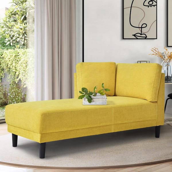 Noble House Basar Yellow Linen Upholstered Indoor Chaise Lounge, Solid ...