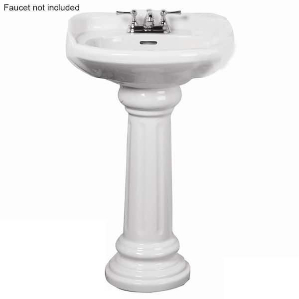 Pegasus Victoria 26 in. Pedestal Combo Bathroom Sink for 4 in. Centerset in White