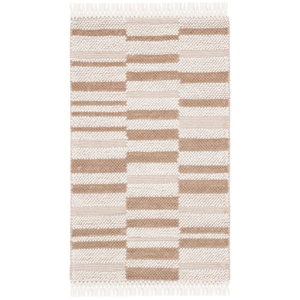 SAFAVIEH Natura 3 ft. x 5 ft. Ivory/Light Brown Column Striped Area Rug