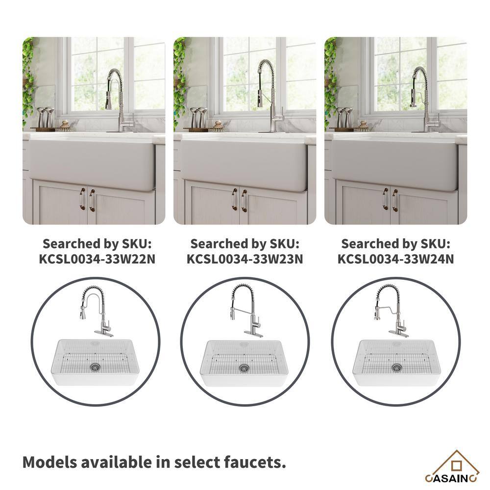 White Fireclay Single Bowl Farmhouse Sink with Brushed Nickel Faucet