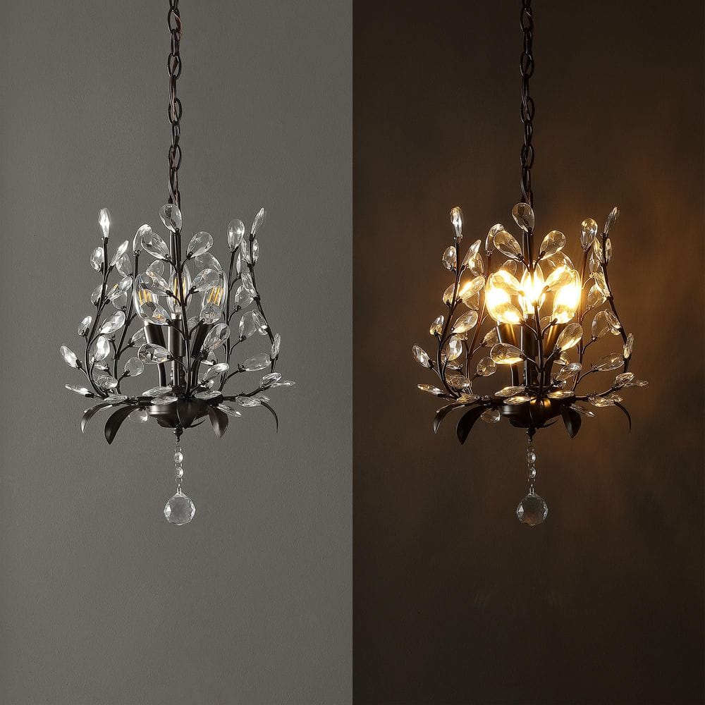 Adoria 12" Oil-Rubbed Bronze Bohemian LED Pendant with Crystal Accents