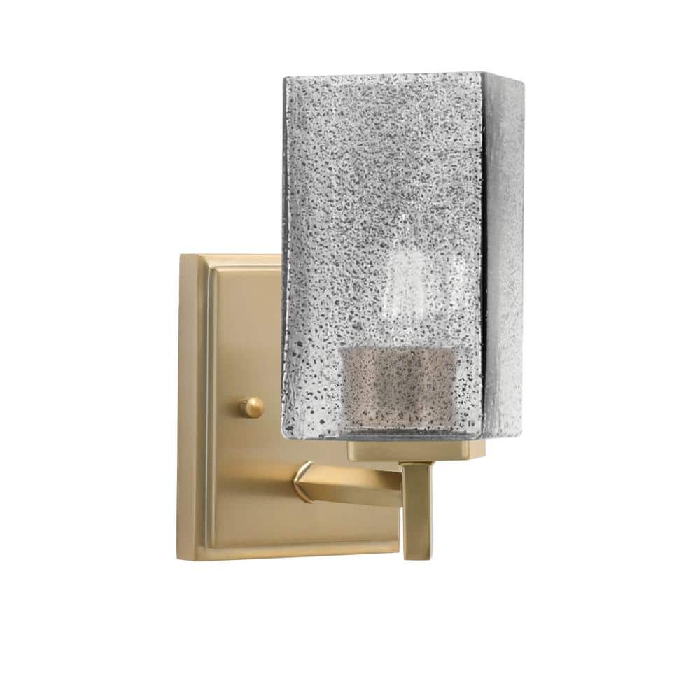 Bridgewater 1 Light New Age Brass Wall Sconce with 3.5 in. Square Smoke Bub