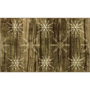 Barnwood Snowflake Driftwood 2 ft. x 3 ft. 4 in. Machine Washable Holiday Area Rug