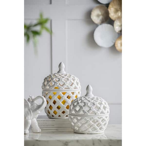 A & B Home Ballas Bird Mint Large Lidded Jar