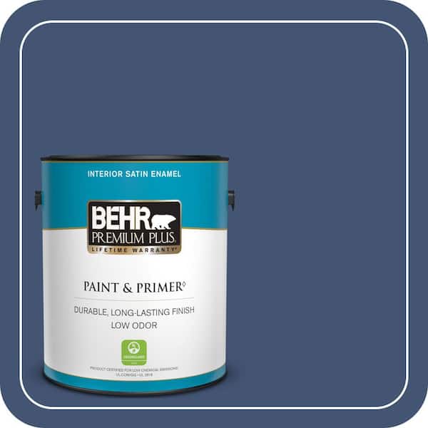 BEHR PREMIUM PLUS 1 gal. Home Decorators Collection #HDC-CL-26 Champlain Blue Satin Enamel Low Odor Interior Paint & Primer