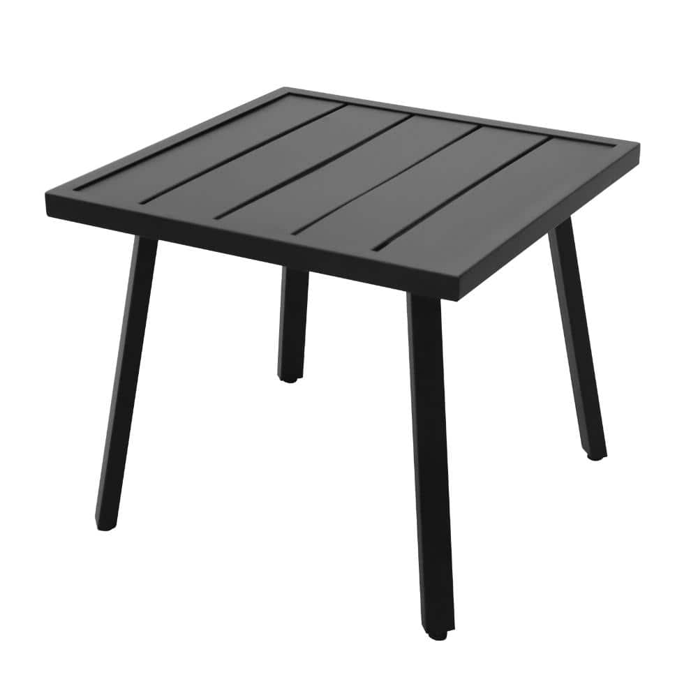 Black Square Metal Side Table End Table Bistro Desk Powder-Coated Slatted Top Slant Leg All-Weather for Patio Poolside price history on PriceWatchPro