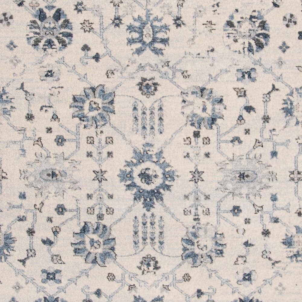 Charleston Ivory and Blue Synthetic 8' x 10' Area Rug