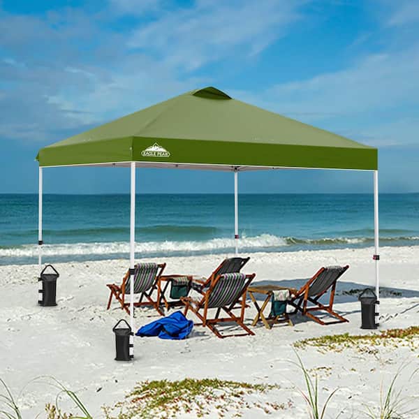 EAGLE PEAK 10 ft. x 10 ft. Pop Up Canopy Tent Instant Outdoor Canopy with 4-Sand Bags
