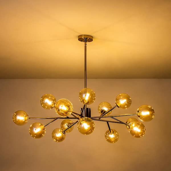 RRTYO Higginsville 15-Light Farmhouse Brass Sputnik Sphere Linear