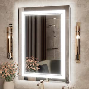 20 in. W x 28 in. H Rectangular Frameless LED Light Anti-Fog Wall Bathroom Vanity Mirror with Frontlit and Backlit