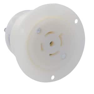 20 Amp 120/208-Volt Flanged Outlet Grounding Locking Receptacle, White