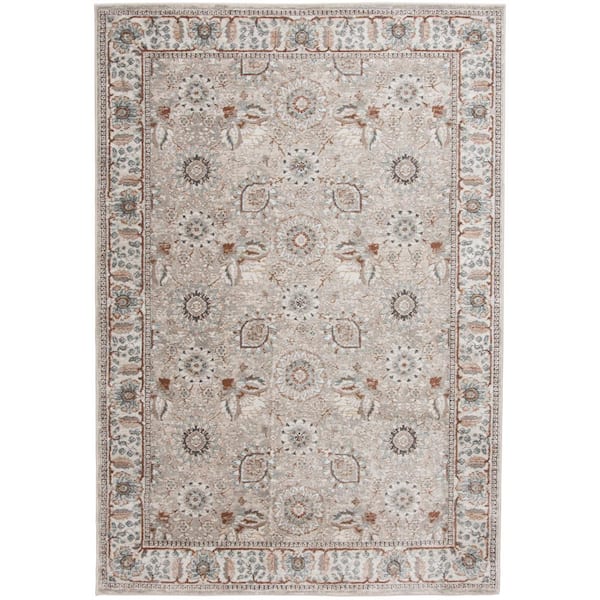 Reynell Gray 10 ft. x 13 ft. Floral Area Rug