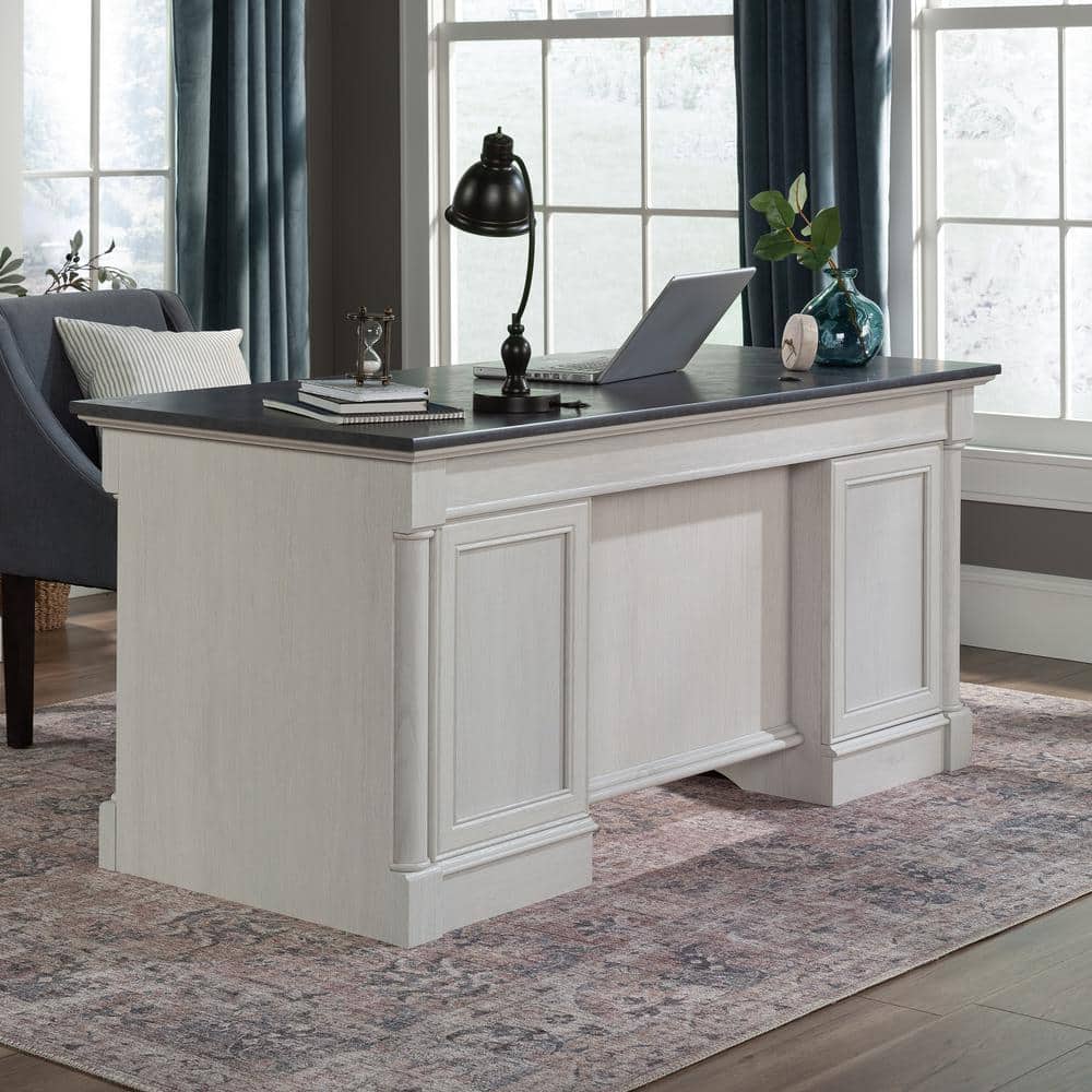 Glacier Oak Executive Desk with Drawers and Keyboard Tray