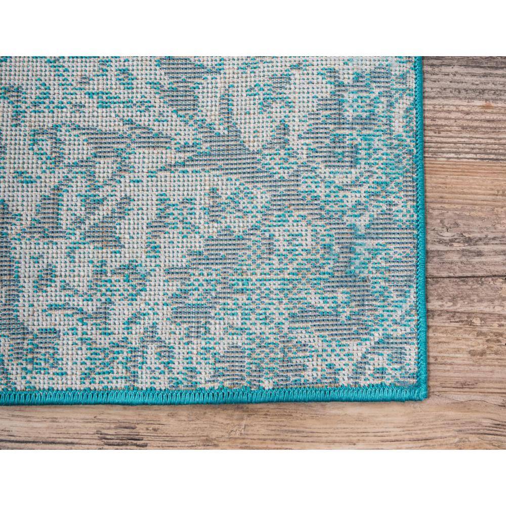 Reversible Easy-Care Turquoise Synthetic 6' x 9' Rectangular Rug