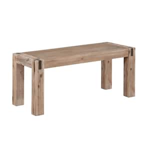 Woodstock Brushed Driftwood 40 in. Acacia Wood with Metal Inset Bench