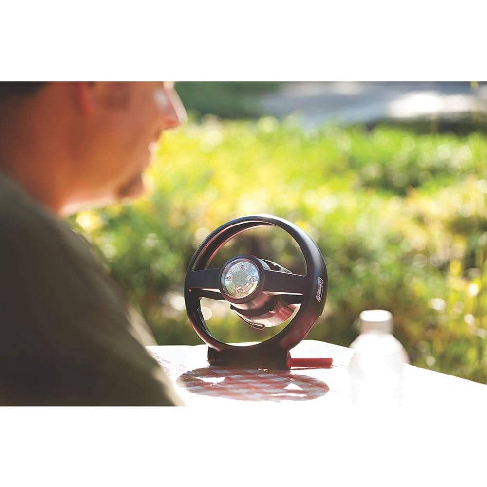 Coleman Black Rechargeable Tent Fan with Light and Stand