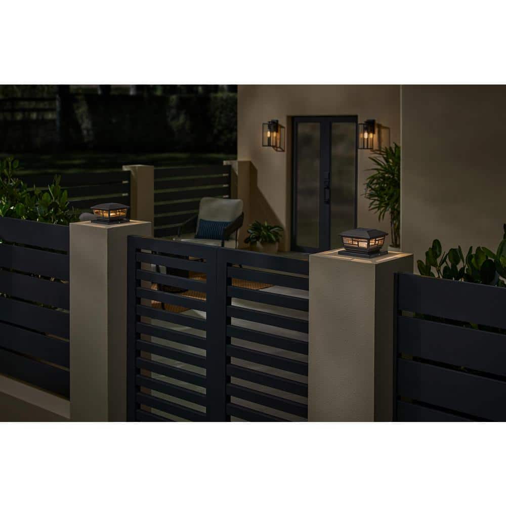 Hampton Bay 3.5 in. x 3.5 in. Bronze Outdoor Solar Post Cap with a 5.5 in. x 5.5 in. Adaptor (2-Pack)