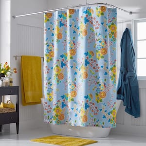 Plants Decor Birds On The Flower In The Tree Bathroom Fabric Shower Curtain 71" 