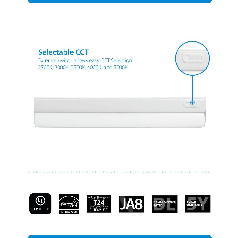 21-inch Matte White Metal LED Under Cabinet Light Bar