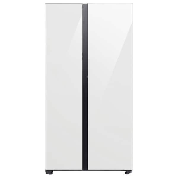 Samsung Bespoke 36 in. W 28.0 cu. ft. Side by Side Refrigerator in White with Beverage Center Standard Depth