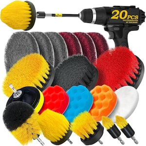 2 in. W Drill Scrubbing Pads Attachments Set with Extend Long Attachment in (20-Pack)