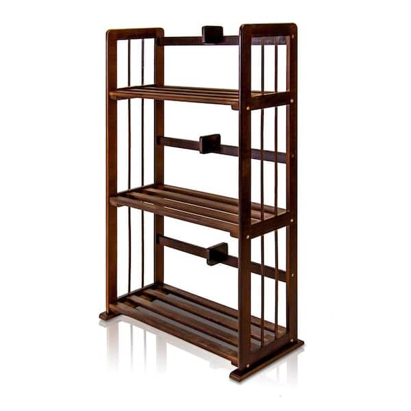 Furinno Pine Espresso Color 3-Shelf Solid Wood Open Bookcase