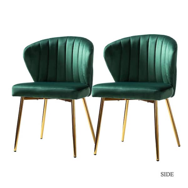 JAYDEN CREATION Milia Green Tufted Dining Chair (Set of 2)