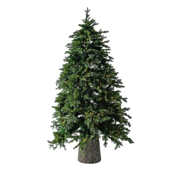 VANILLA MOULDING INC 7 ft. Pre-Lit LED Fraser Fir Artificial Christmas Tree with Warm White Lights and Unique Life-like Trunk Base