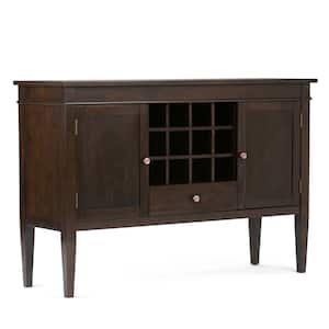 Carlton Solid Wood 54 in. Wide Transitional Sideboard Buffet Credenza and Wine Rack in Dark Tobacco Brown