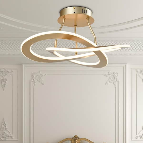 Maxax Carson 1-Light 19.69 in. Gold LED Semi Flush Mount Maxax Carson 1-Light 19.69 in. Gold LED Semi Flush Mount
