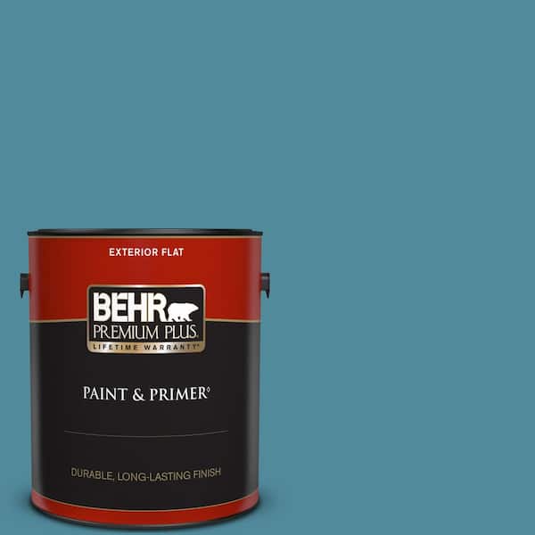 BEHR PREMIUM PLUS 1 gal. #S460-5 Blue Square Flat Exterior Paint & Primer