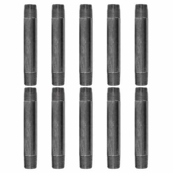 PIPE DECOR 3/8 in. x 5 in. Black Steel Nipple (10-Pack)