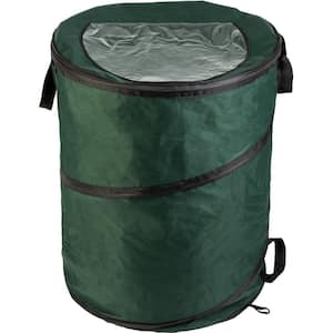 46 Gal. Outdoor Collapsible Garbage Can with 3 Stakes, Pop Up Trash Can with Zippered Lid (Green)
