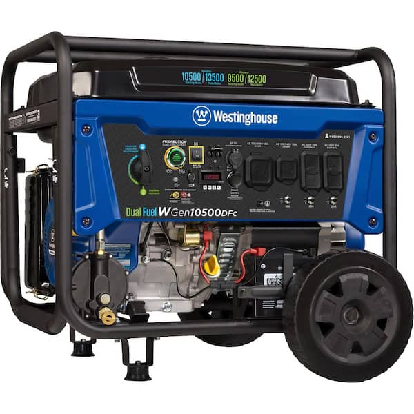 Westinghouse 13,500/10,500-Watt Remote Electric Start Dual Fuel Gas and Propane Portable Generator w/ 50A Outlet, CO Sensor